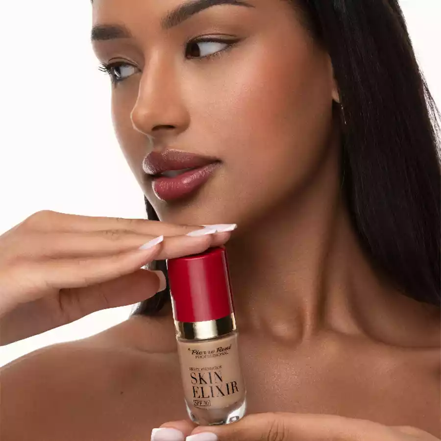 imagen base maquillaje skin elixir spf30 pierre rene 05 tan nude modelo